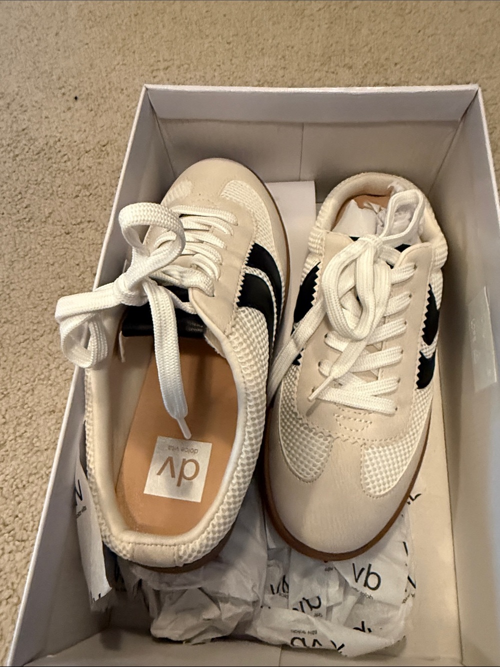 DV by Dolce Vita White and Black Viktorey Mule Sneakers